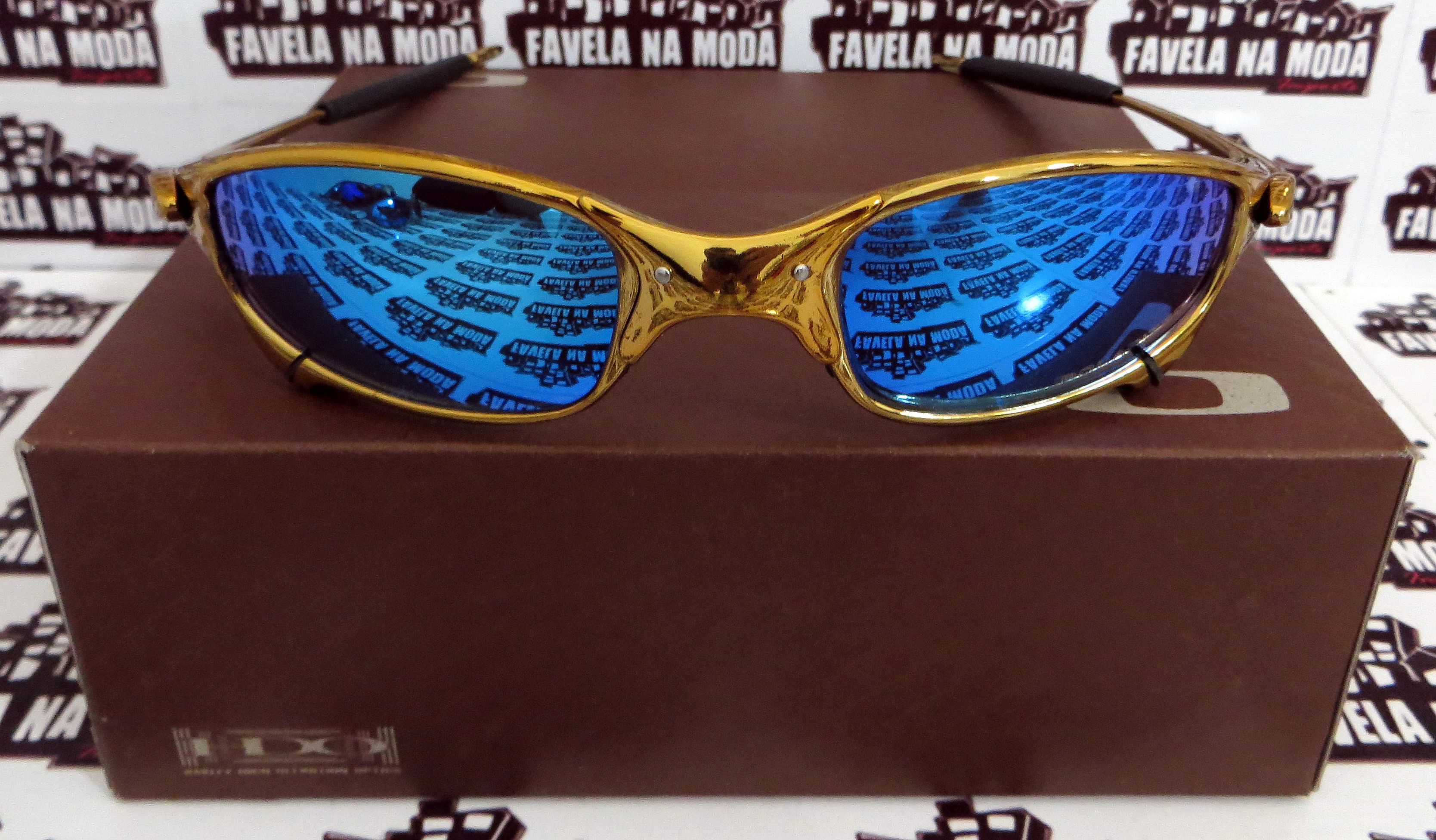Óculos Oakley Juliet - X-Metal / Ice Thug / Borrachas Azul Bebê - Favela na  Moda Imports