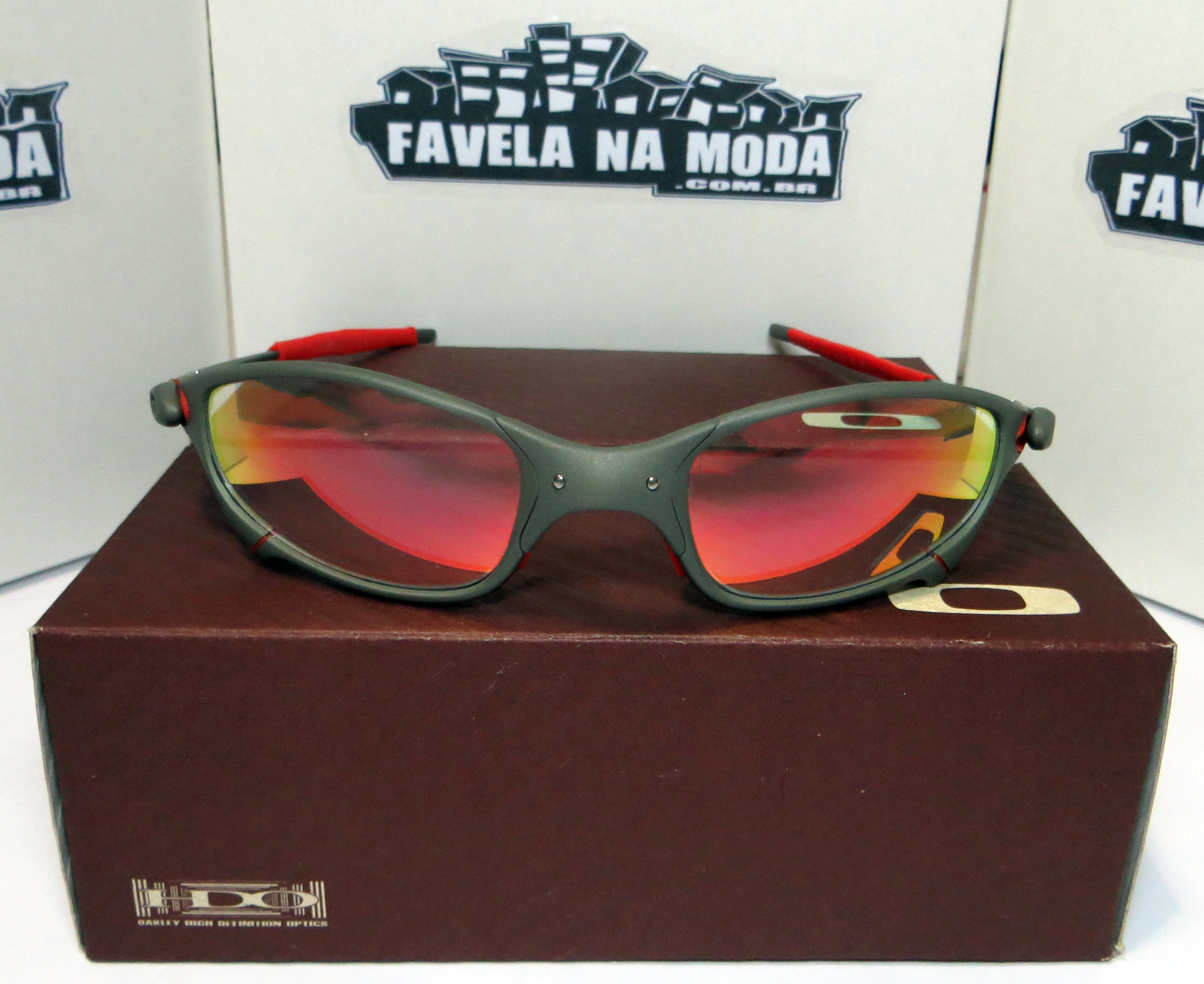 Oculos Juliet X metal Black Fosca Lente e Borracha Red Polarizada